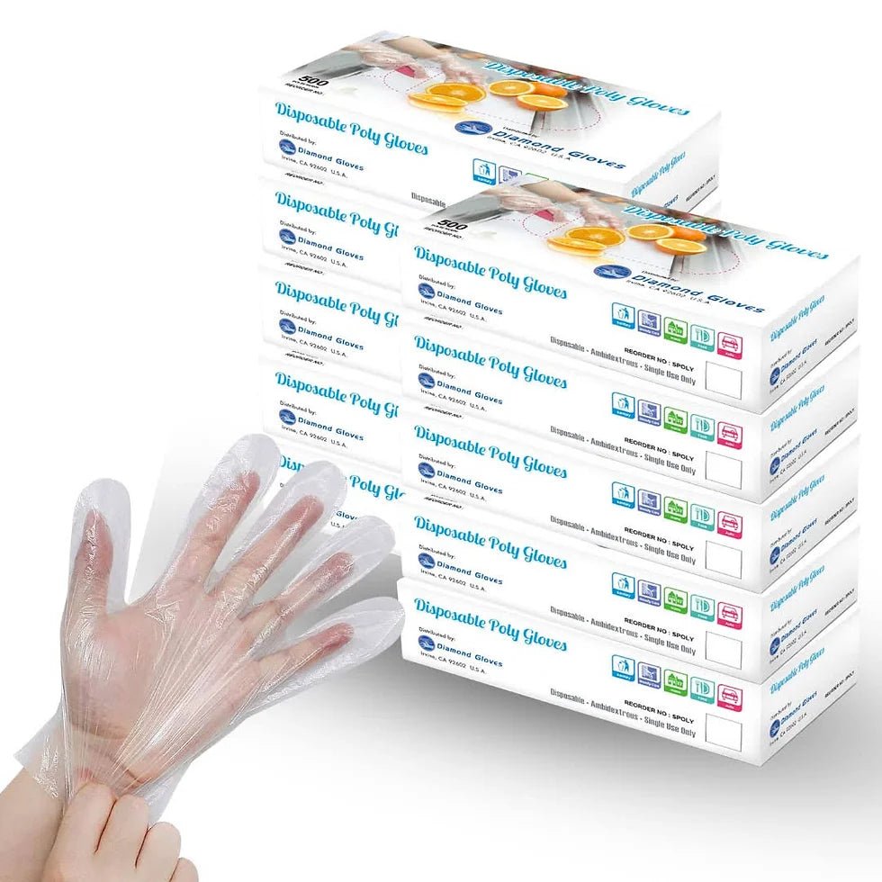 Diamond Clear Polyethylene Disposable Gloves, PF, case of 5000