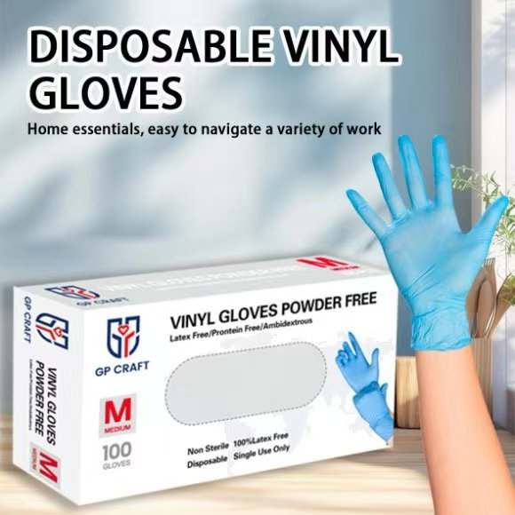 GP Craft Blue Vinyl Gloves, Powder Free, Case of 1000 (GPV-BLUE)