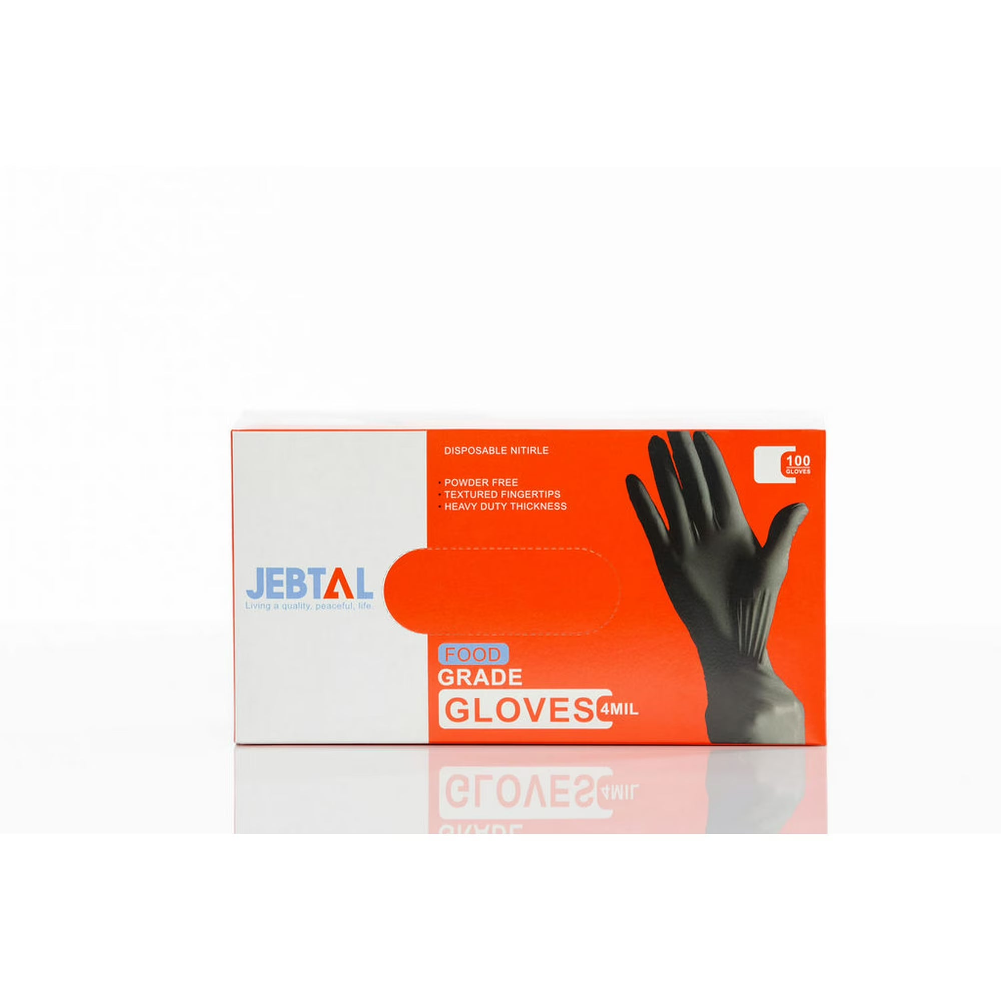 Jebtal Black Nitrile Food Grade Gloves – Powder-Free, Case of 1000