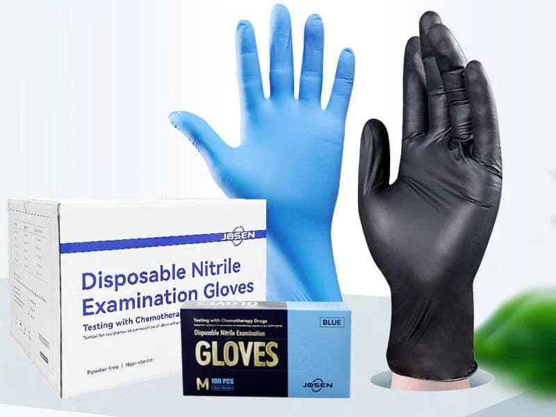Josen 4 mil Black Nitrile Exam Gloves, Powder Free, Case of 1000 (JSNBL4)