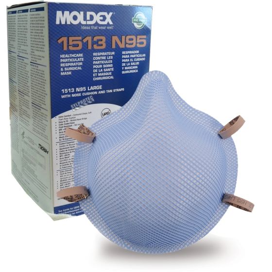 Moldex 1500 Series / 1513 N95 Particulate Respirator and Surgical Mask, Case of 160 Masks (8 Boxes x 20 Masks)