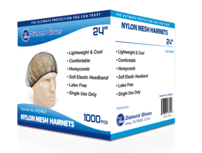 24" Nylon Mesh Hairnets, case of 1000