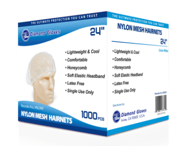 24" Nylon Mesh Hairnets, case of 1000