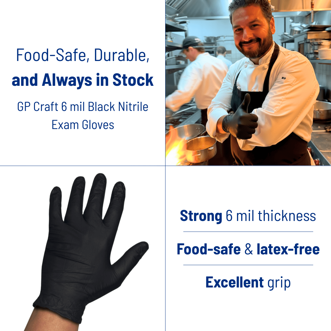 CARE 6 Mil Black Nitrile Examination Gloves (CBK9-5xx), case of 1000