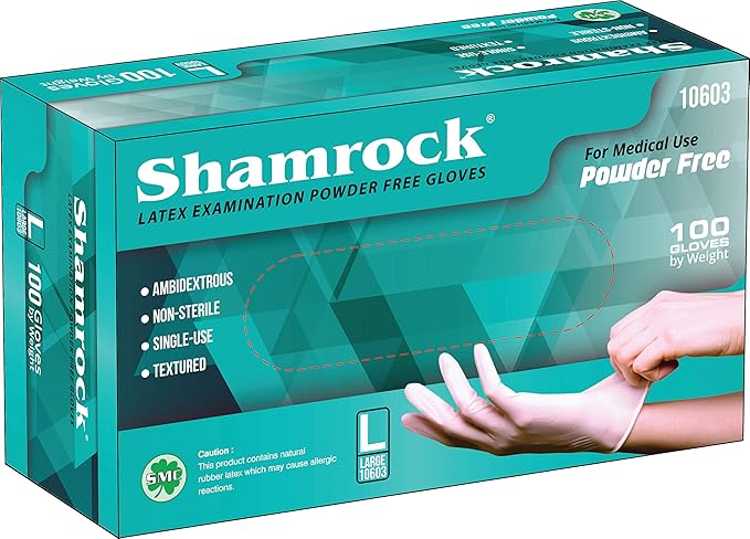 Shamrock 6 mil Latex Examination Glove, Case of 1000 (10600)