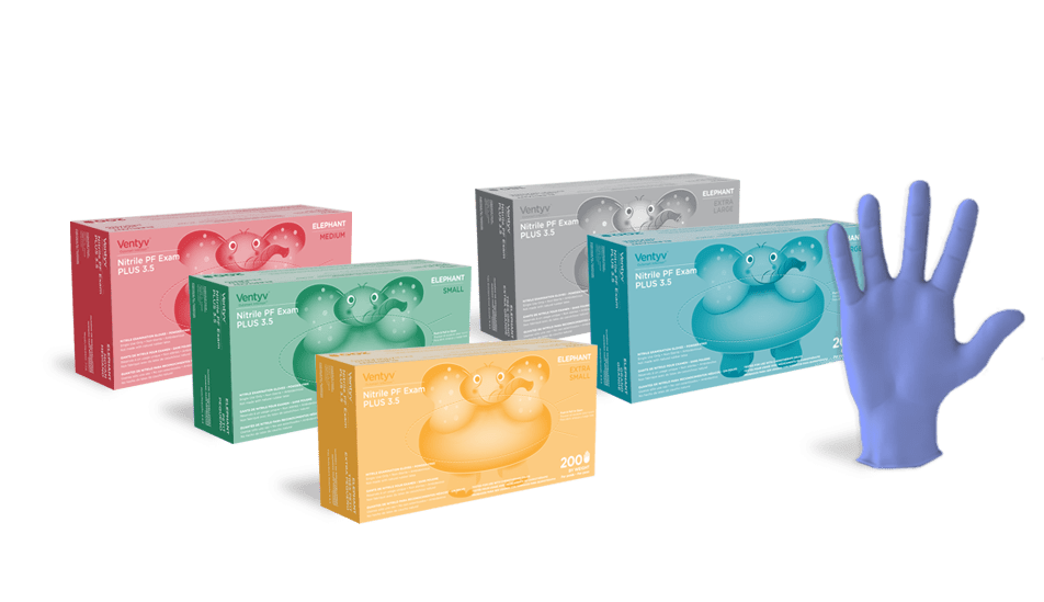 Ventyv Elephant 4 mil Violet Blue Nitrile Exam Gloves, Powder Free (CHEMO TESTED), case of 2000