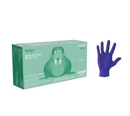 Ventyv Walrus 3mil Cobalt Blue Nitrile Exam Gloves, Powder-Free, case of 3000