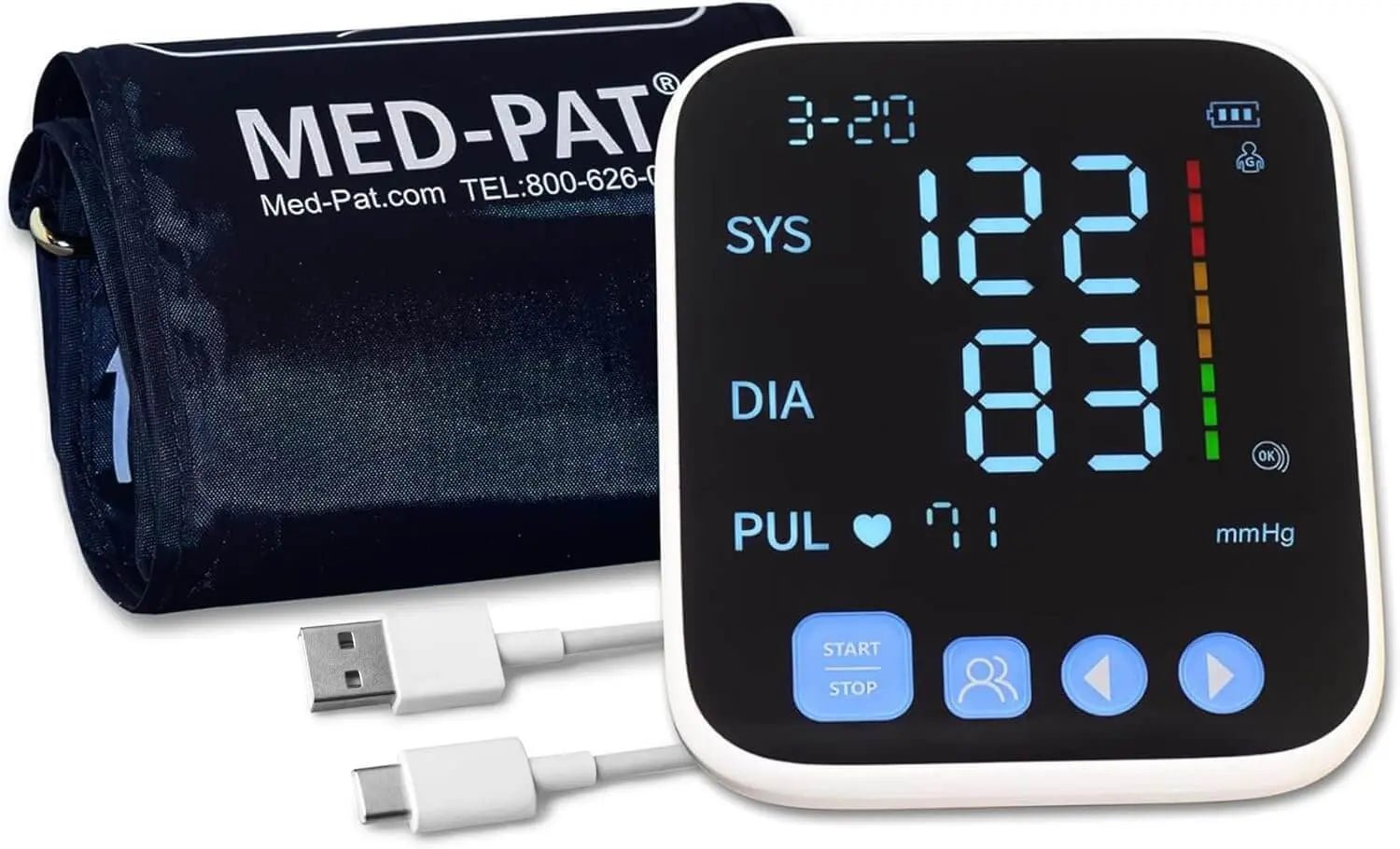 Med-Pat BP-S Arm Blood Pressure Monitor – Accurate and Reliable Home Health Device with Easy-to-Read Display and One-Touch Operation