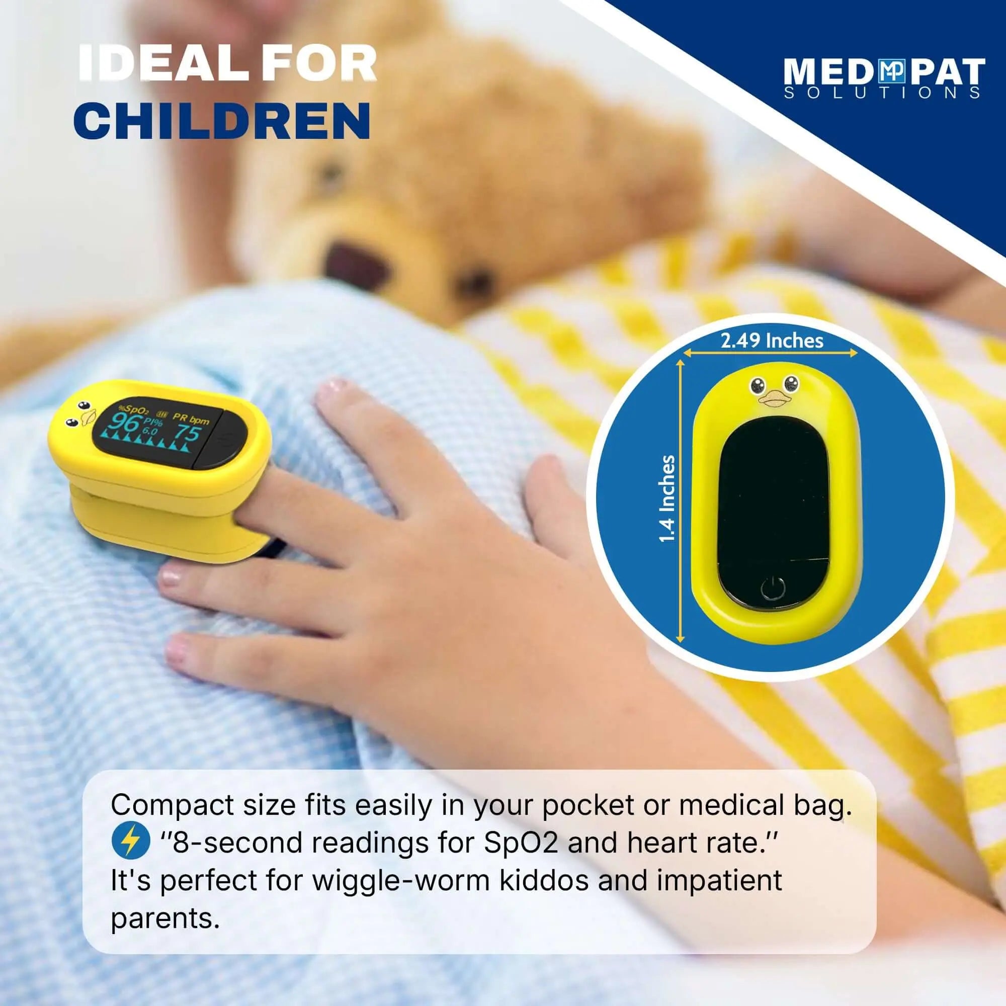 Kid-Friendly Pulse Oximeter – Med-Pat “Ducky” PXC-1 | FDA Approved & FSA/HSA Eligible