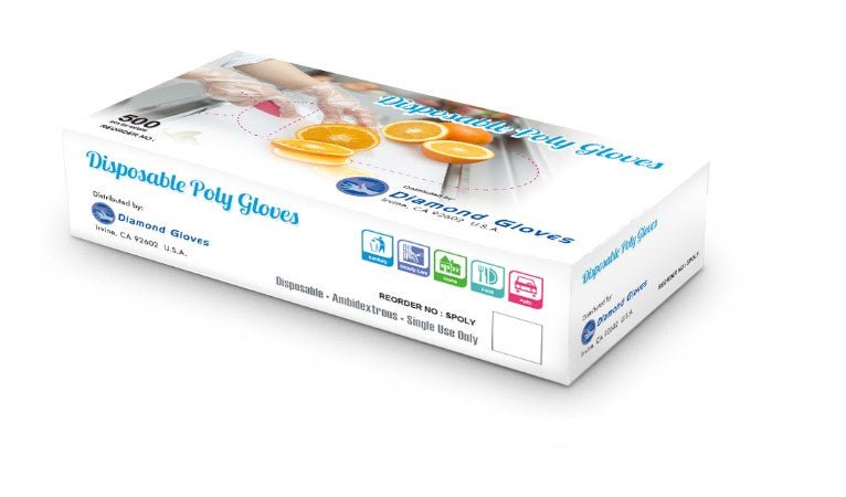 Diamond Clear Polyethylene Disposable Gloves, PF, case of 5000
