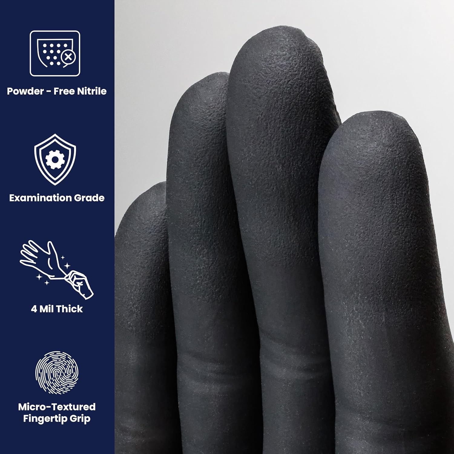 Adenna Night Angel 4 mil Black Nitrile Gloves, Powder-Free, Case of 1000