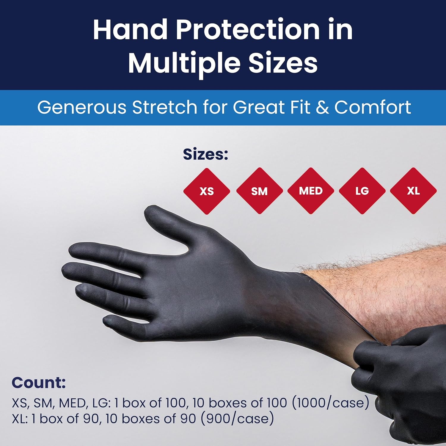 Adenna Night Angel 4 mil Black Nitrile Gloves, Powder-Free, Case of 1000