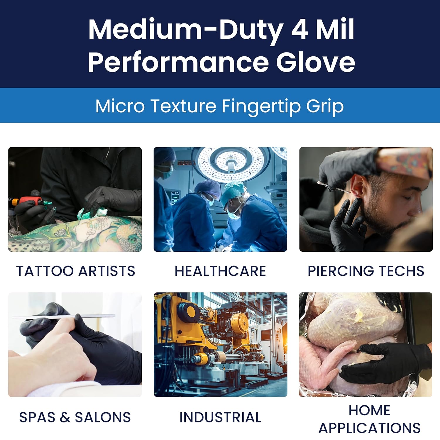 Adenna Night Angel 4 mil Black Nitrile Gloves, Powder-Free, Case of 1000