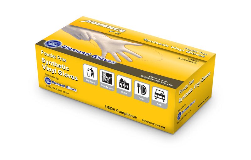 Diamond Yellow Synthetic Vinyl Powder Free Gloves, 5.0g (IF45), case of 1000