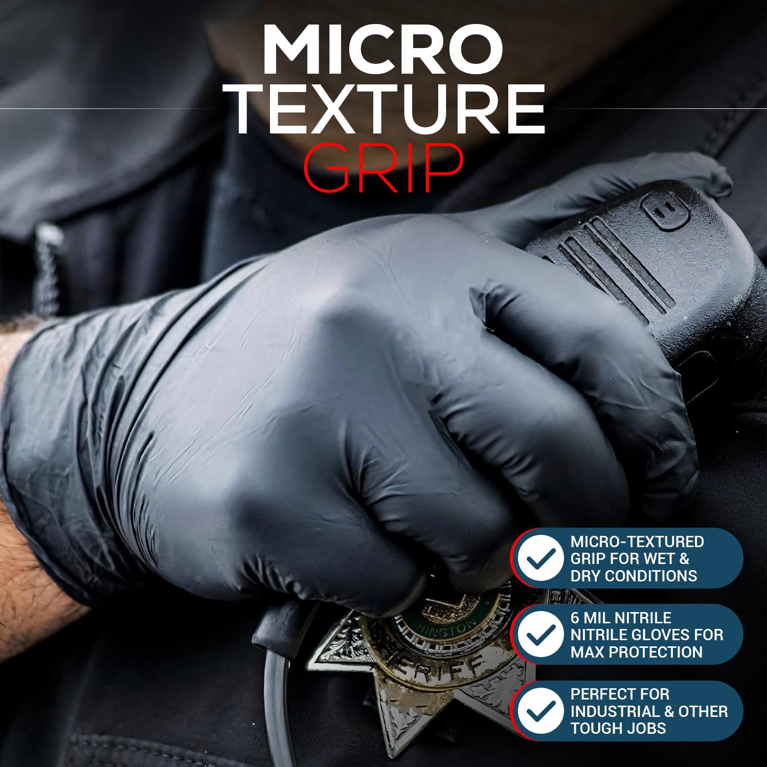 First Glove Volt 6 mil Black Nitrile Exam Disposable Gloves, Case of 1000 Wholesale, Powder-Free
