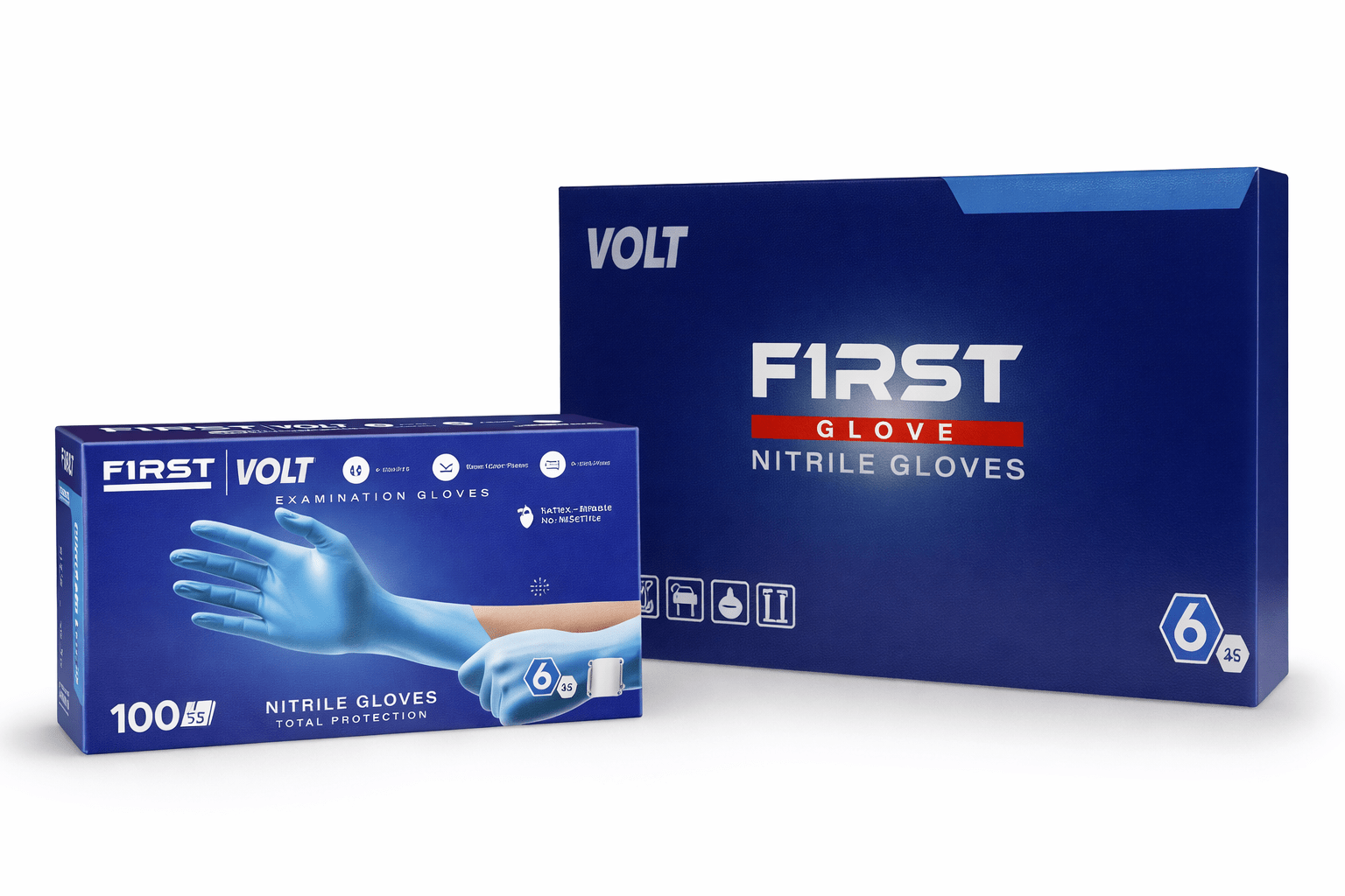 First Glove Volt 6 mil Blue Nitrile Exam Disposable Gloves, Powder Free, Case of 1000