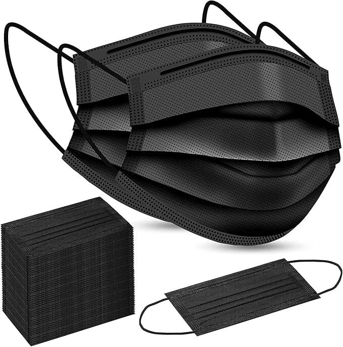 GP Craft Black Disposable 3-ply Face Mask, Case of 2000 (40 boxes x 50 masks)