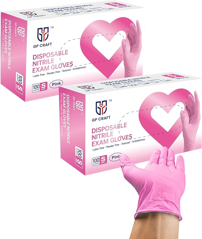 GP Craft 3.5 mil Pink Nitrile Exam Gloves, Powder Free, Case of 1000 (GP35P)