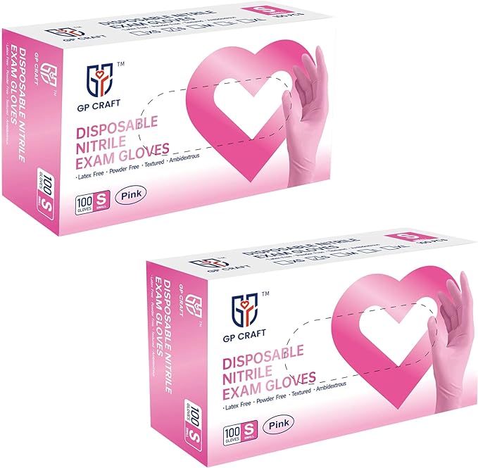 GP Craft 3.5 mil Pink Nitrile Exam Gloves, Powder Free, Case of 1000 (GP35P)