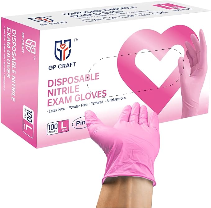 GP Craft 3.5 mil Pink Nitrile Exam Gloves, Powder Free, Case of 1000 (GP35P)