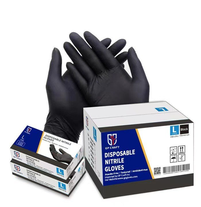 GP Craft 4 mil Black Nitrile Exam Gloves, Powder Free, Case of 1000 (GP41)