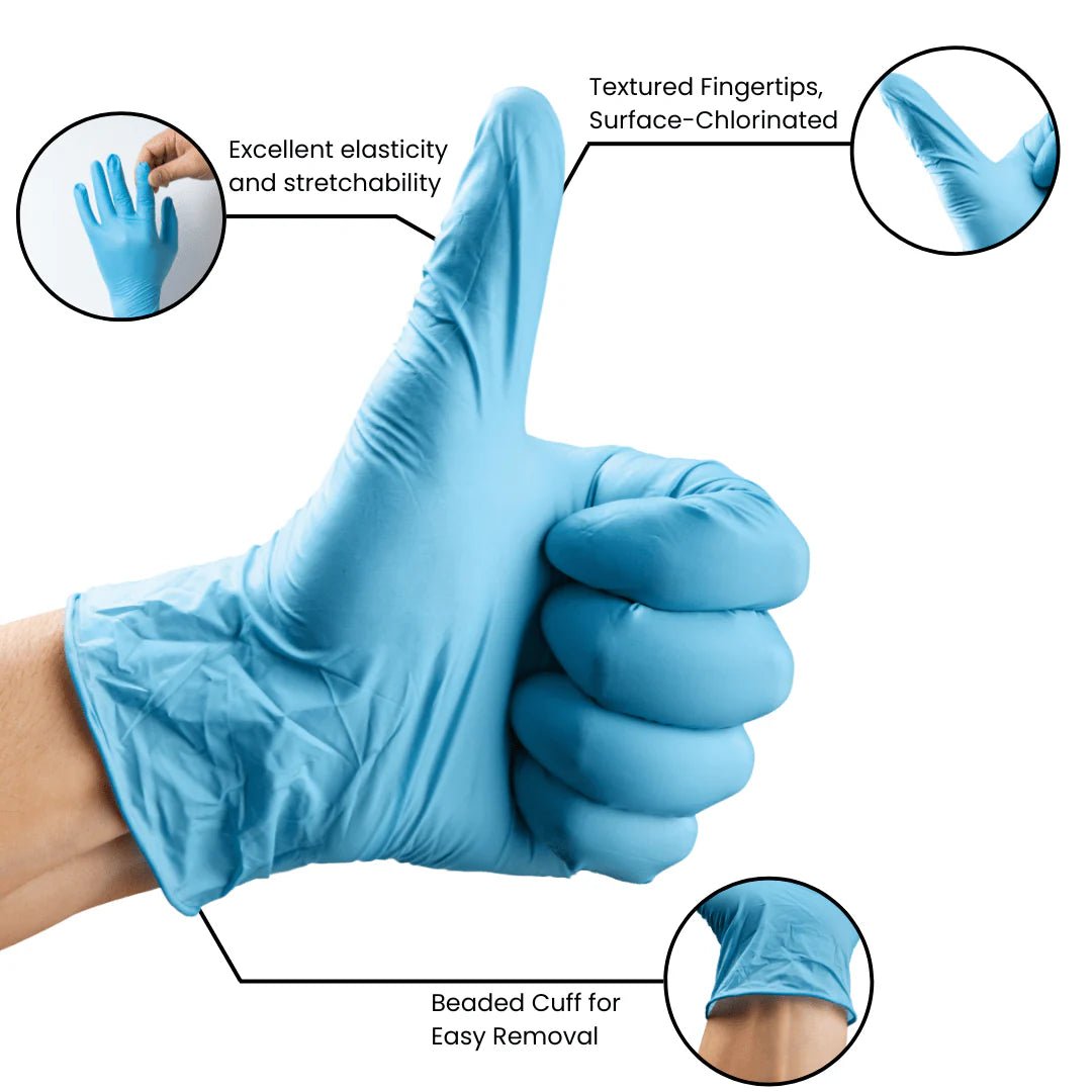 GP Craft 4 mil Blue Nitrile Exam Disposable Gloves, Case of 1000 Wholesale, Powder Free (GP40)
