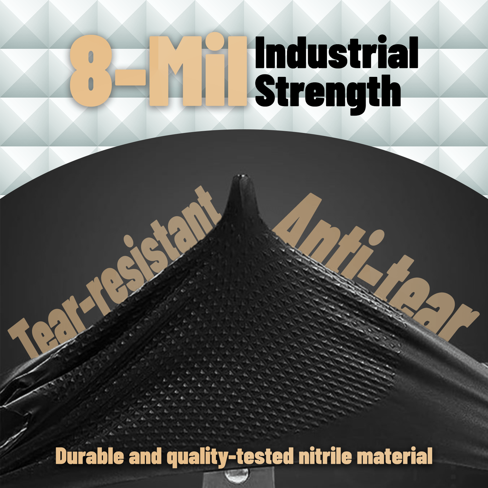 GP Craft 8 mil Black Nitrile Industrial Gloves, Diamond Textured, Powder Free, Case of 1000 (GP66)