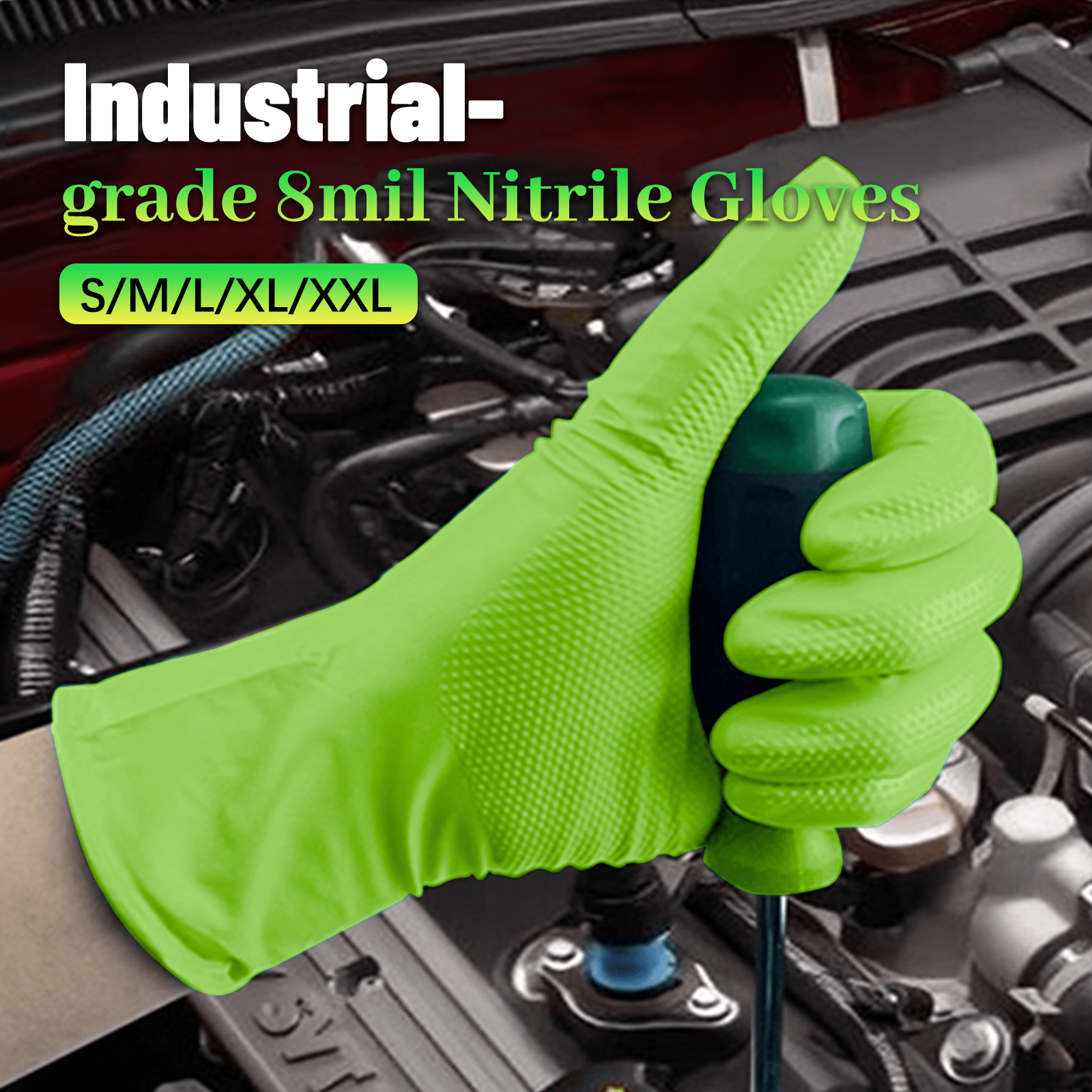 GP Craft 8 mil Green Nitrile Industrial Gloves, Diamond Textured, Powder Free, case of 1000 (GP67)