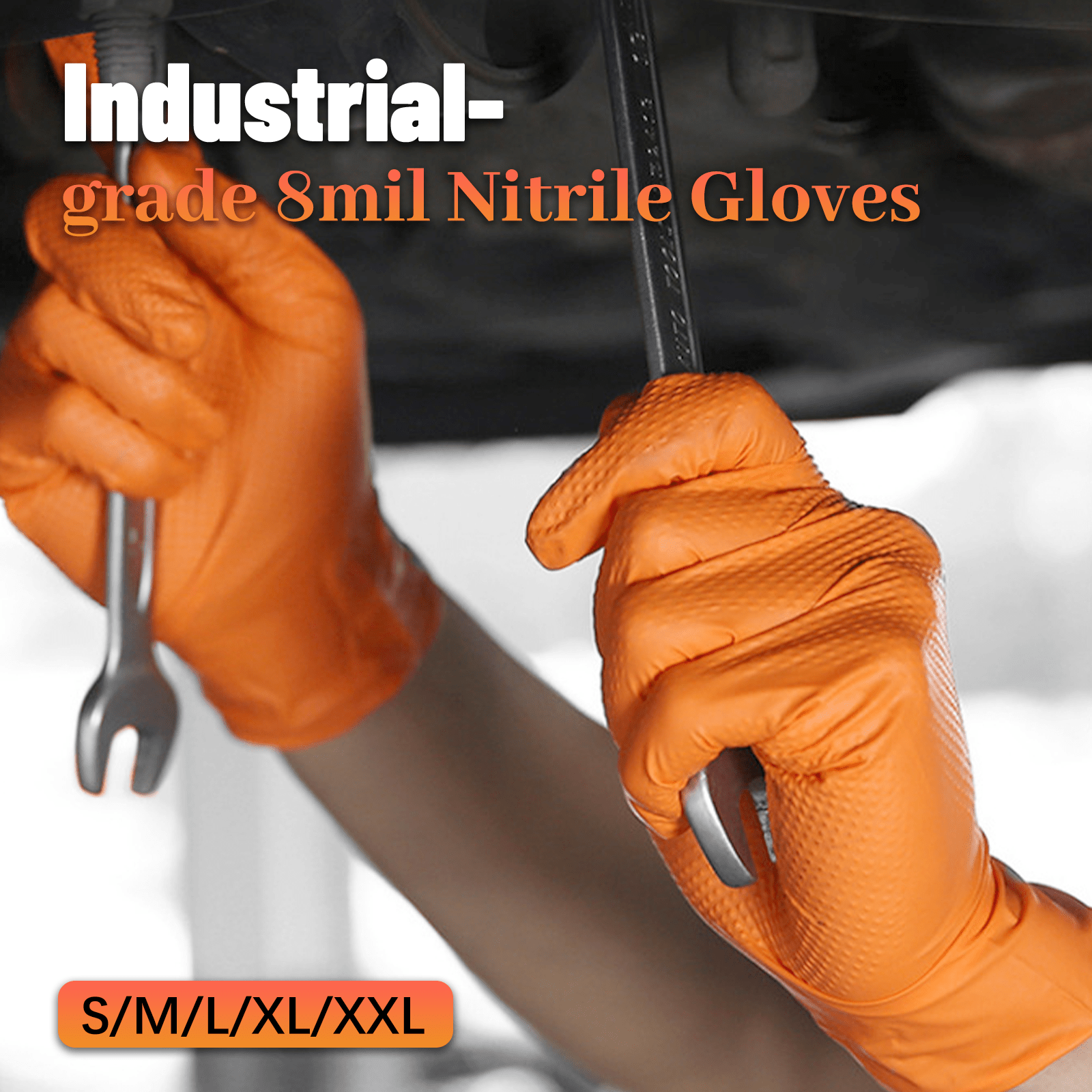 GP Craft 8 mil Orange Nitrile Industrial Gloves, Diamond Textured, Powder Free, Case of 1000 (GP68)