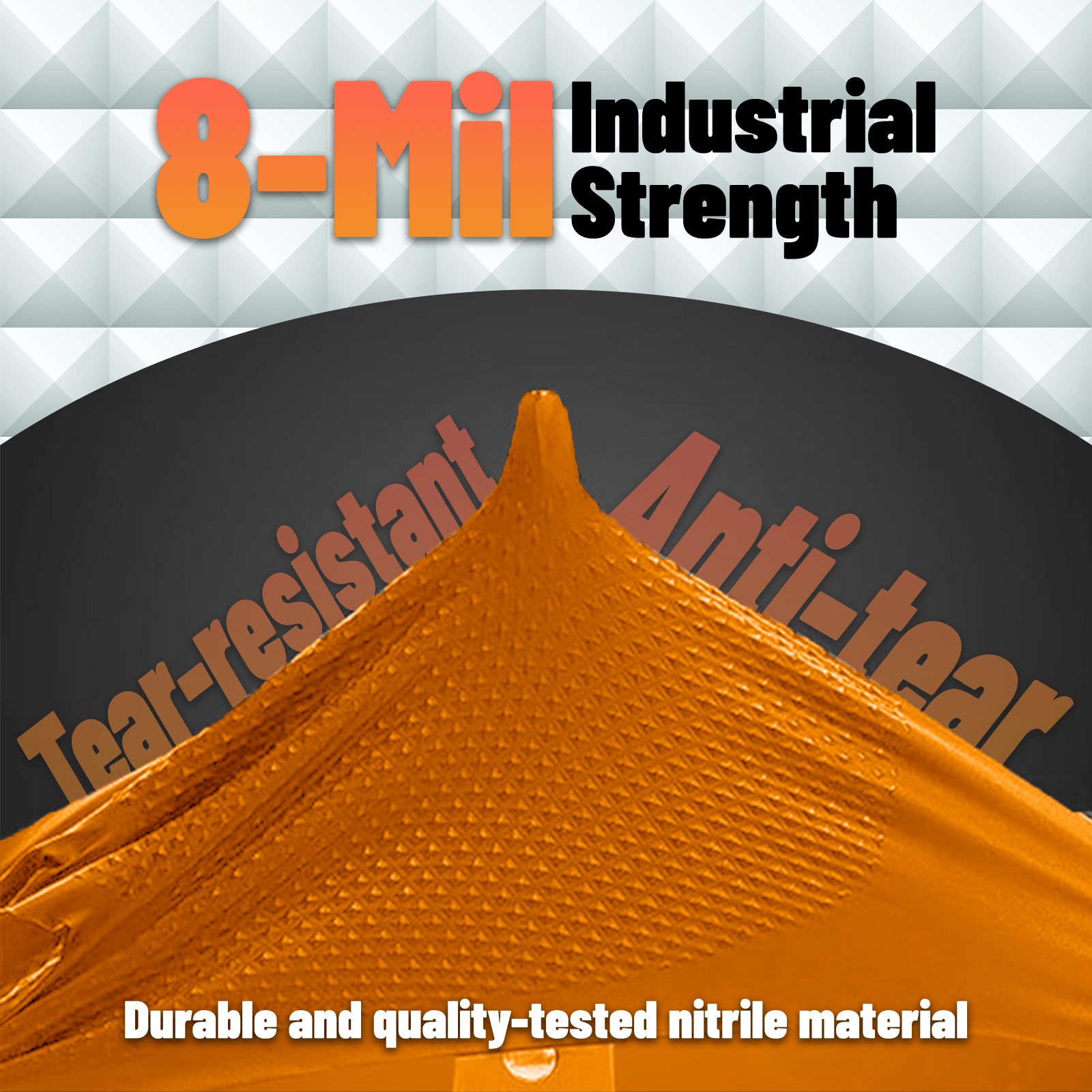 GP Craft 8 mil Orange Nitrile Industrial Gloves, Diamond Textured, Powder Free, Case of 1000 (GP68)