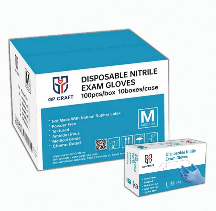 GP Craft 4 mil Blue Nitrile Exam Gloves, Powder Free, Case of 1000 (GP40)