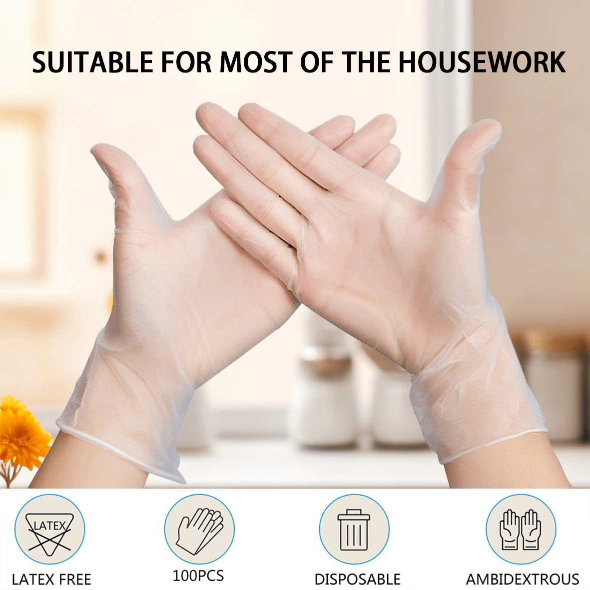 GP Craft Clear Vinyl Disposable Gloves, Powder Free, Case of 1000 (GPV-Clear)