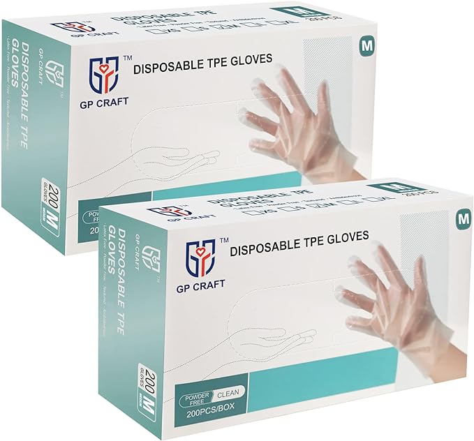 GP Craft TPE Disposable Hybrid Poly Clear Gloves, Latex-Free, Powder-Free, Case of 2000 (GP-TPE)