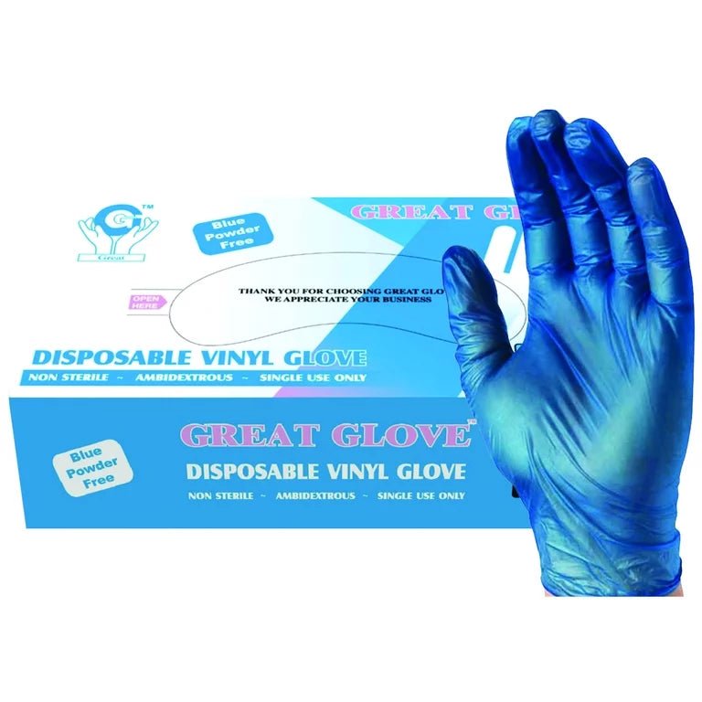 Great Glove 2.5 mil Blue Vinyl Gloves, Case of 1000 (B-NM700)