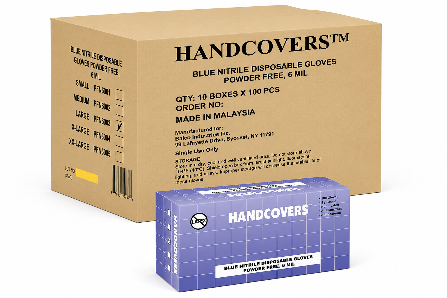 HANDCOVERS 6 mil Blue Nitrile Disposable Gloves, Case of 1000 Wholesale, Powder Free