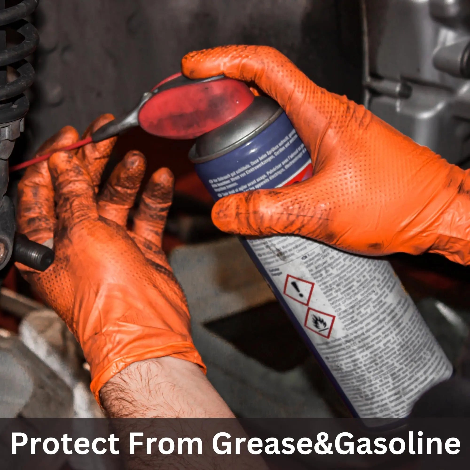 Diamond 8 mil Orange Nitrile Industrial Powder Free Gloves, Diamond Textured (IF87) case of 1000