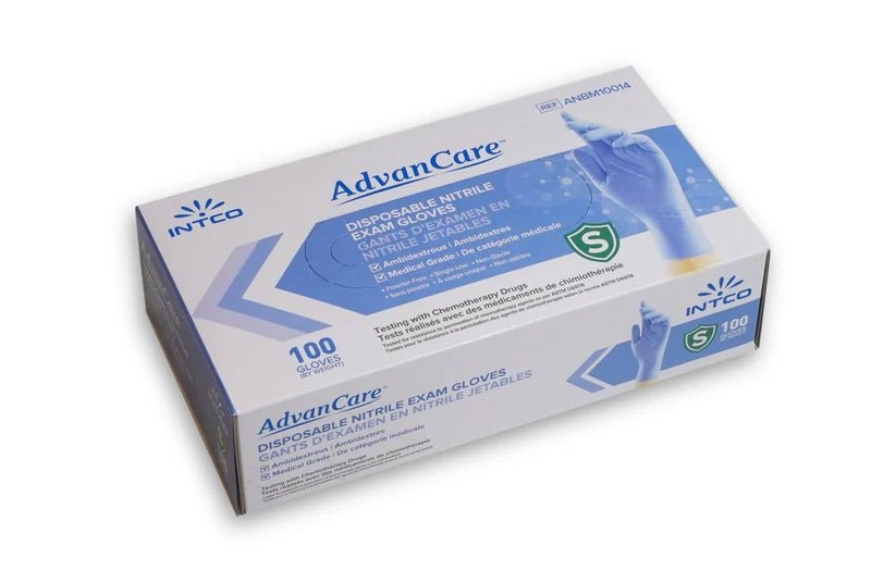 INTCO AdvanCare 4 mil Blue Nitrile Exam Gloves, Powder Free, Case of 1000