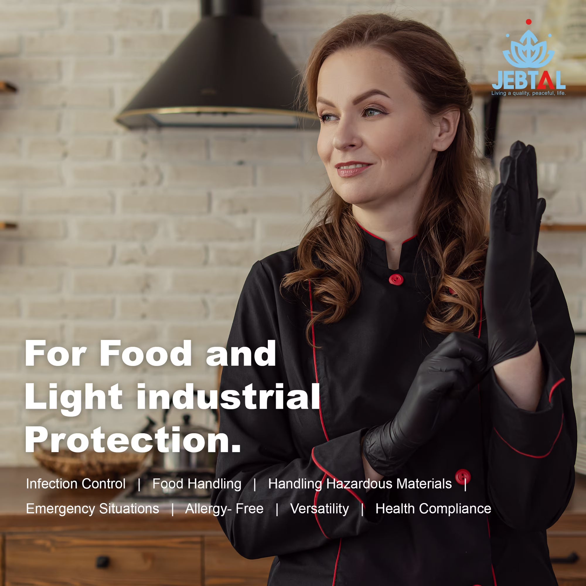 Jebtal Black Nitrile Food Grade Gloves – Powder-Free, Case of 1000
