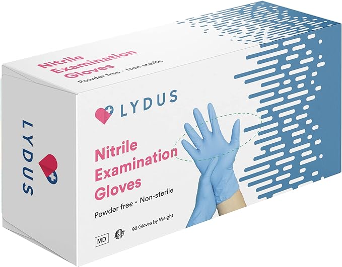 Lydus 5mil Blue Nitrile Examination Gloves (LBN5), case of 1000 (ASTM D6319, FDA 510k)