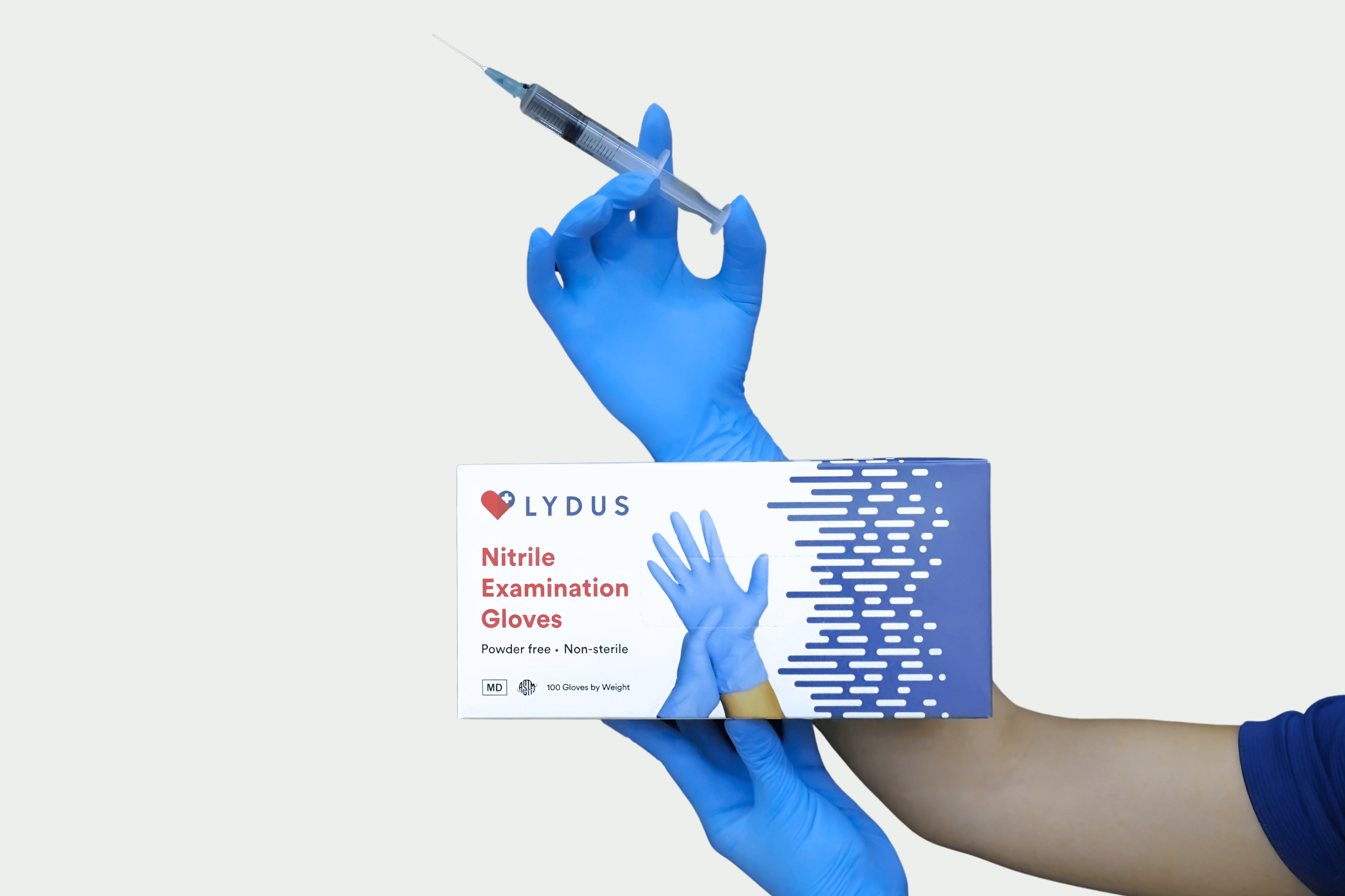 Lydus 5mil Blue Nitrile Examination Disposable Gloves (LBN5), case of 1000 (ASTM D6319, FDA 510k)