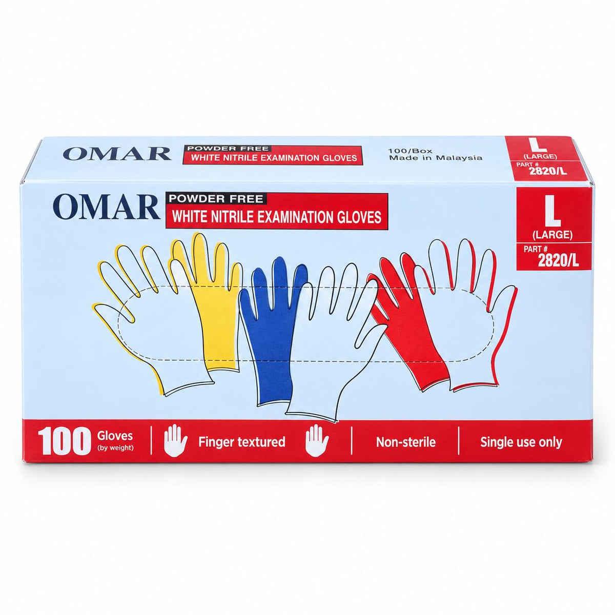Omar White 4 mil Nitrile Exam Disposable Gloves, Case of 1000, Wholesale