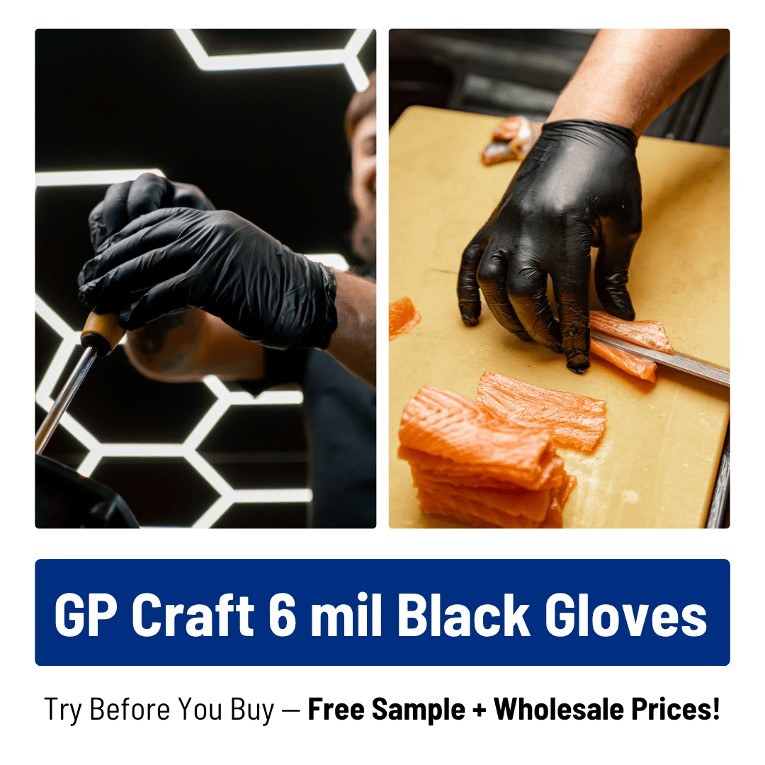 CARE 6 Mil Black Nitrile Examination Gloves (CBK9-5xx), case of 1000