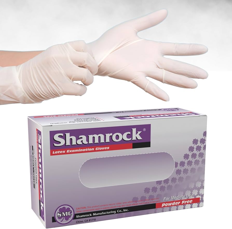 Shamrock 5 mil Latex Exam Disposable Glove, Case of 1000, Powder-Free, Full Textured, Medical & Food Safe