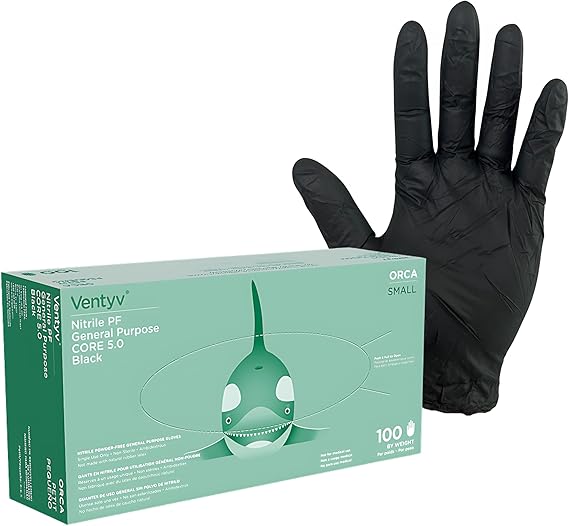 Ventyv Orca 6 mil Black Nitrile Exam Gloves, Powder-Free (VOBN6), case of 1000