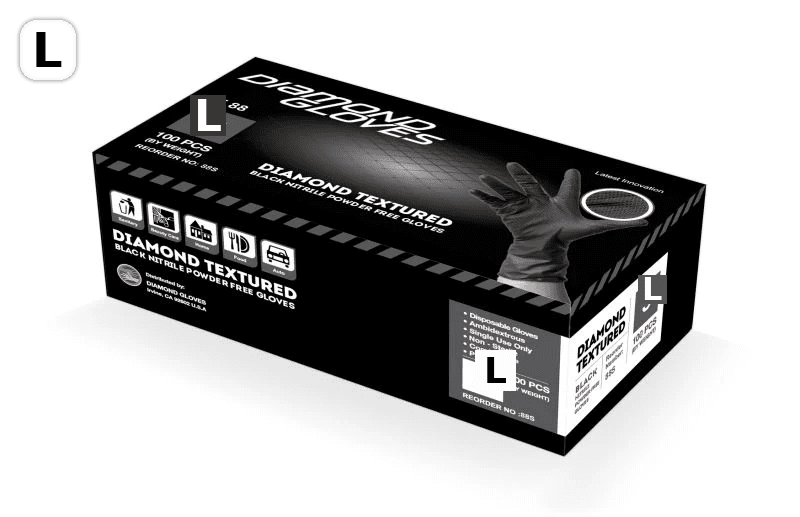 Diamond 6 mil Black Nitrile Exam Disposable Gloves (IF63), Case of 1000 Wholesale