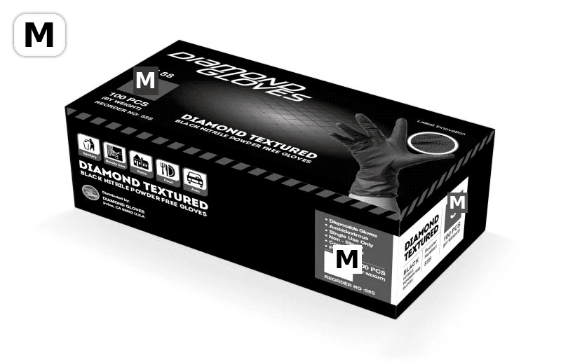 Diamond 6 mil Black Nitrile Exam Disposable Gloves (IF63), Case of 1000 Wholesale