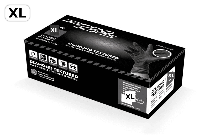 Diamond 6 mil Black Nitrile Exam Disposable Gloves (IF63), Case of 1000 Wholesale