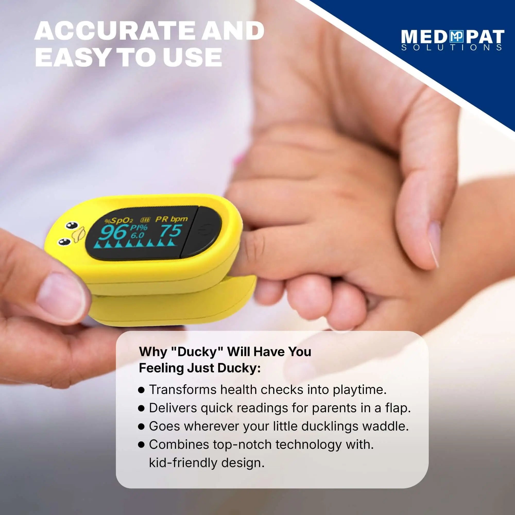Kid-Friendly Pulse Oximeter – Med-Pat “Ducky” PXC-1 | FDA Approved & FSA/HSA Eligible