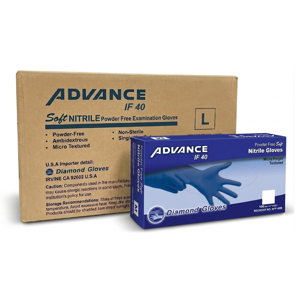 Diamond Blue 4 mil Nitrile Exam Disposable Gloves, Case of 1000 Wholesale (IF40)