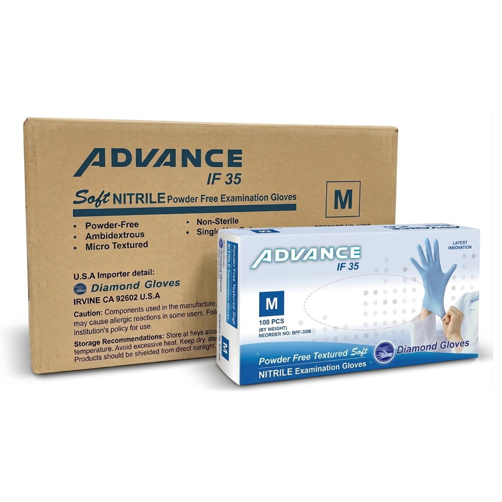 Diamond Blue 3.5 mil Nitrile Exam Disposable Glove, Case of 1000 Wholesale (IF35)